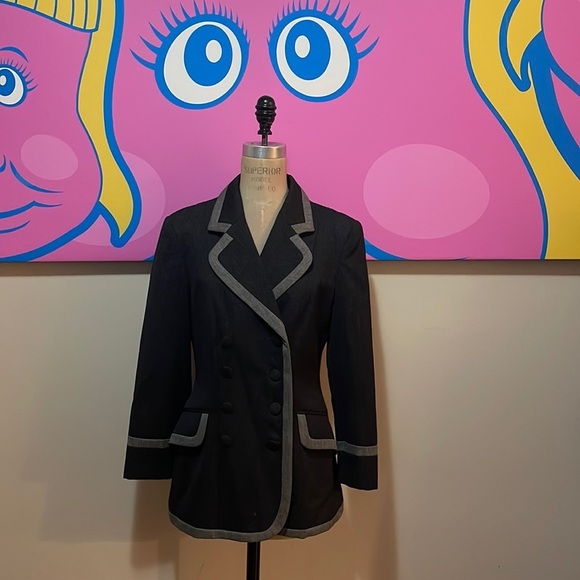 Moschino Cheap Chic Gray Wool Double Breasted Jacket Vintage